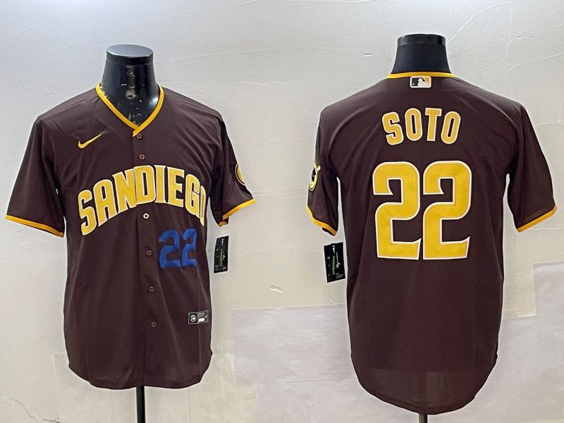 Men San Diego Padres #22 Soto Brown Game 2025 Nike MLB Jersey style 3